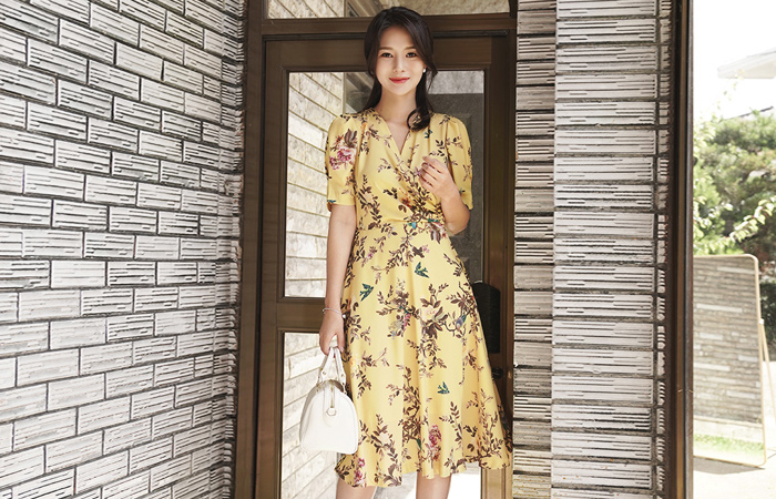 ミレーシルキーラップフレアドレス