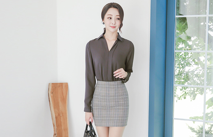 グレンチェックスリムミニスカート