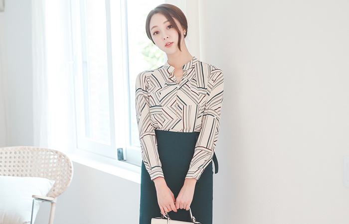 グラムスティック真珠チェーンネックレスブラウス