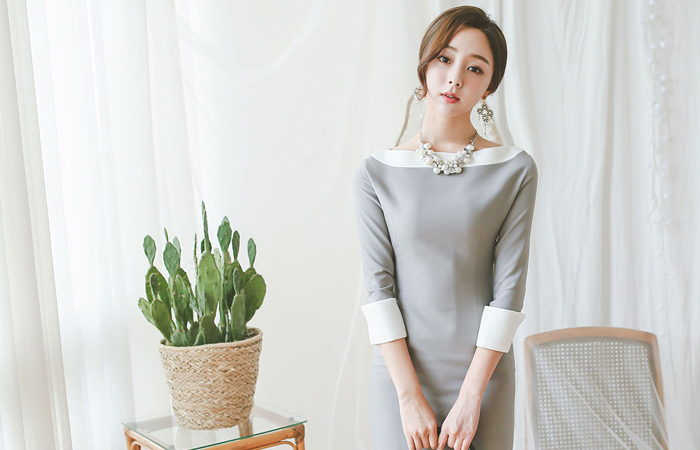 ミニマル配色スリムミディワンピースⅡ