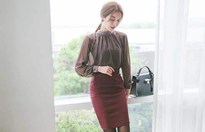 ベーシックシンプルピンターそのペンシルスカート