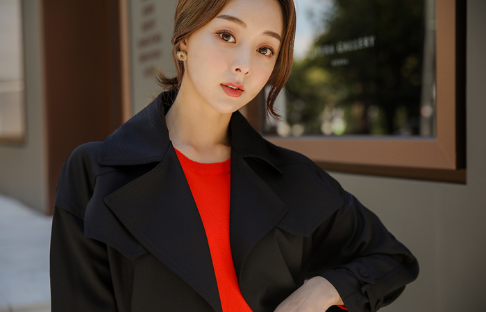 ビジョピンタックベルティードショットトレンチコート