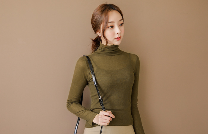 ベーシックキャッシュ首ポーラニットティー