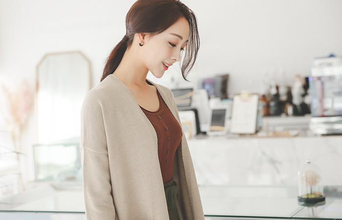 ベーシックデイリー絞りポケットカーディガン