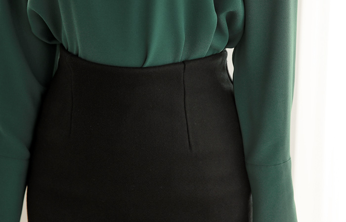 スリムベーシックウールウールスカート