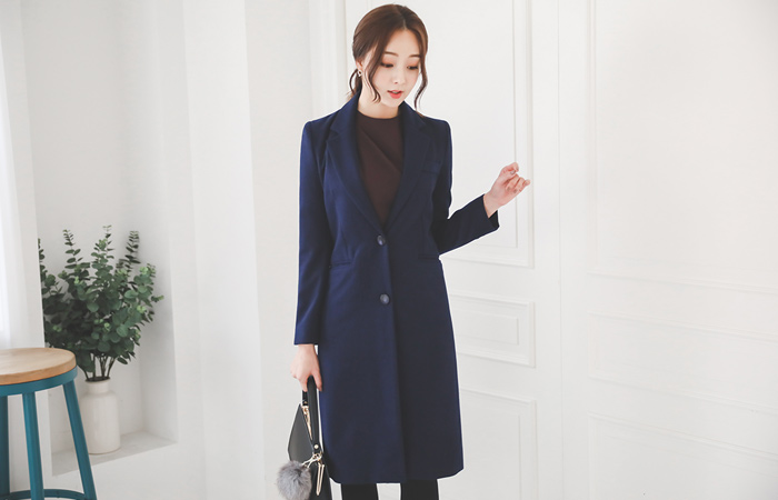 フラップポケットテイラーウールウールロングコート