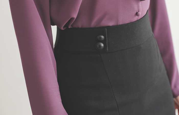 斜線ラインオビボタンスパンスカート