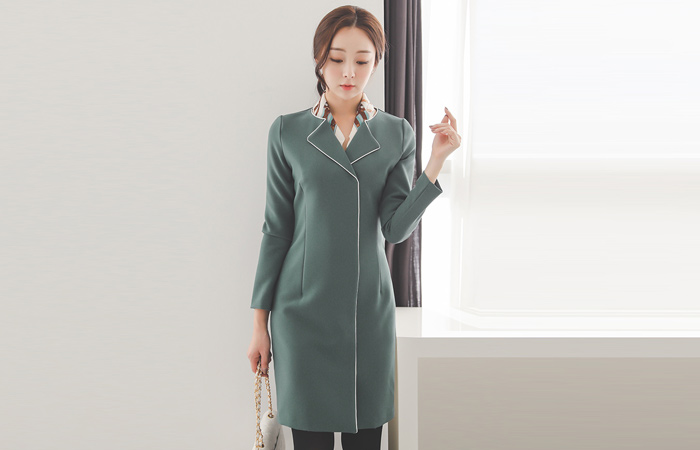 ポールデッドサイド配色ラインドレス