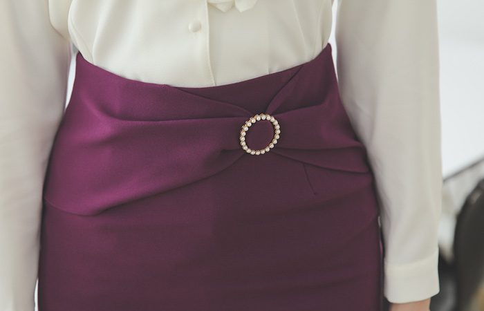 ロマンチックねじれリボン真珠スカート