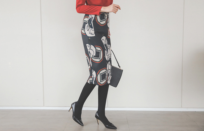 バロックプリンティングHラインスカート