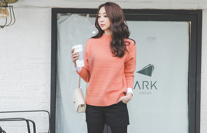 シンプルオビライン起毛毛織ショートパンツ