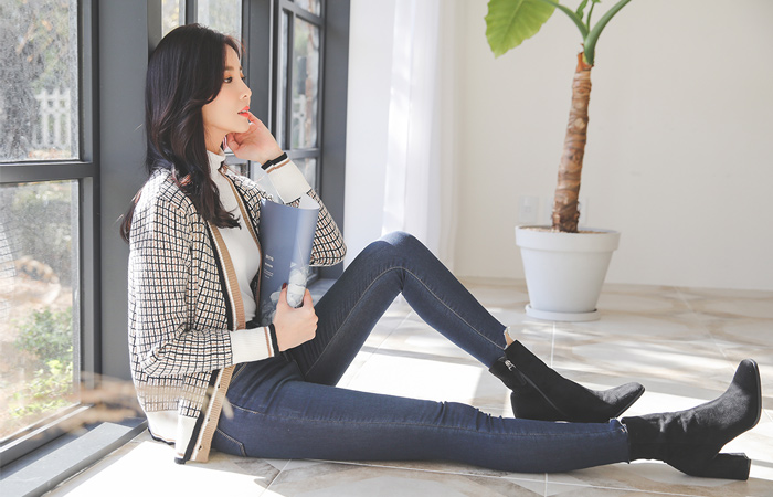 イージーカット中起毛ウォッシングバンディングスキニージン