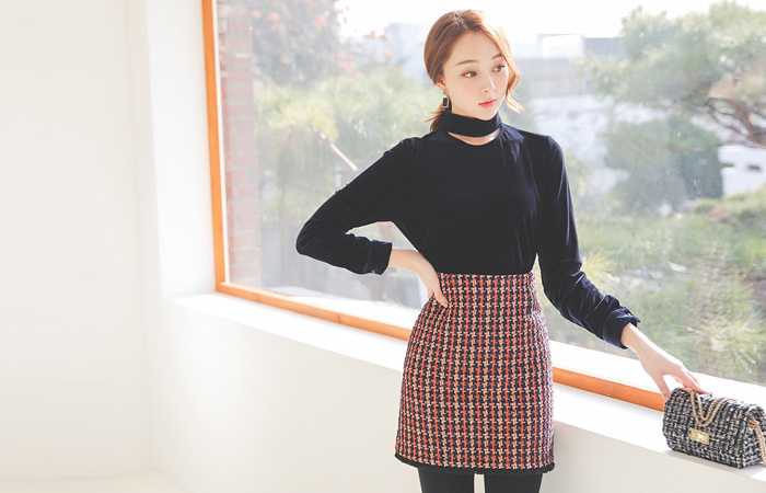 ロイヤルフリンジツイードミニスカート