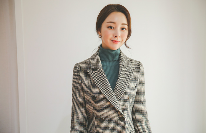 アンティークシェパードチェックダブルウールコート