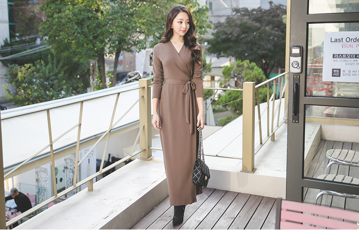 シルキースパン起毛マキシラップワンピース