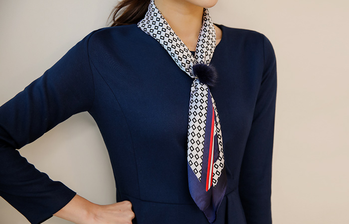 シルク捺染ミンクリングスカーフ（スカーフリングset）