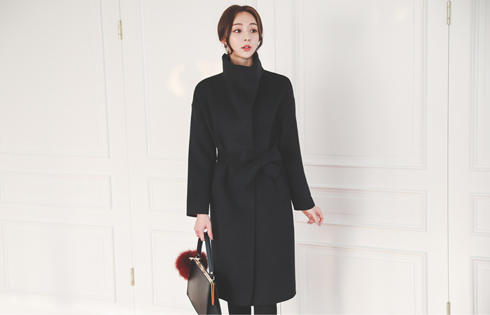 ハンドメイドショールカラーウールウールロングコート