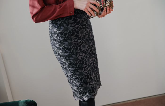 ピッチ起毛レイススパンバンディングスカート