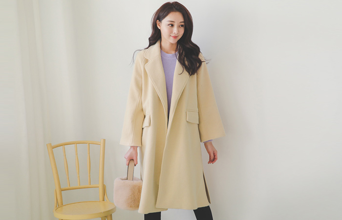 ハンドメイドルーズフィットウールウールコート