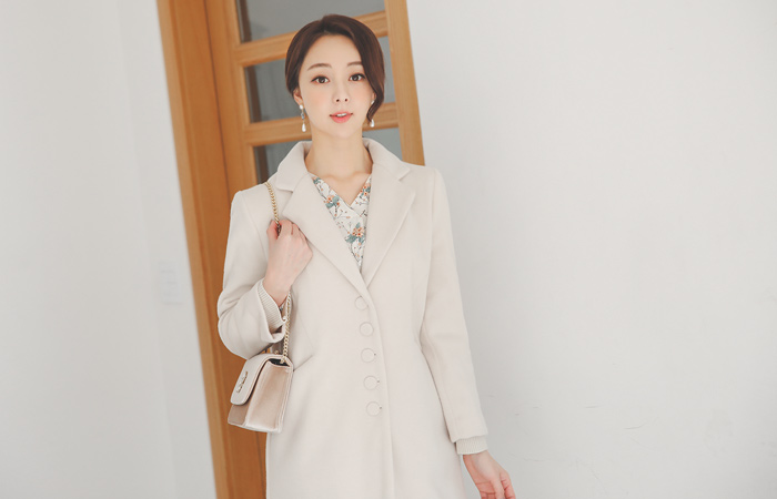 ソフト ミンク 싱글버튼 절개포켓 울코트