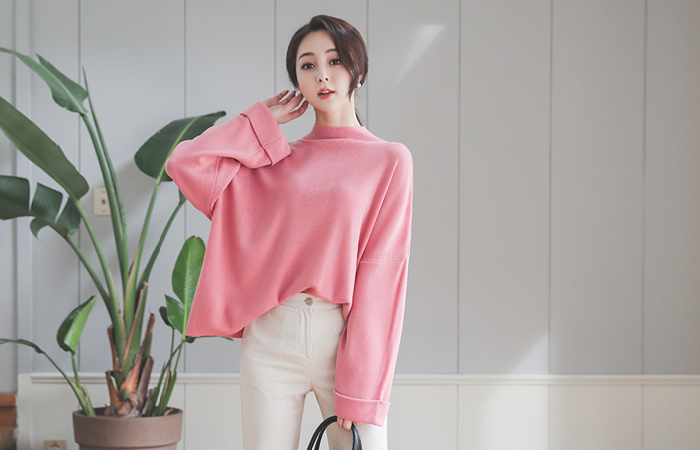 Merryラグラン半ポーラボックスニットティー