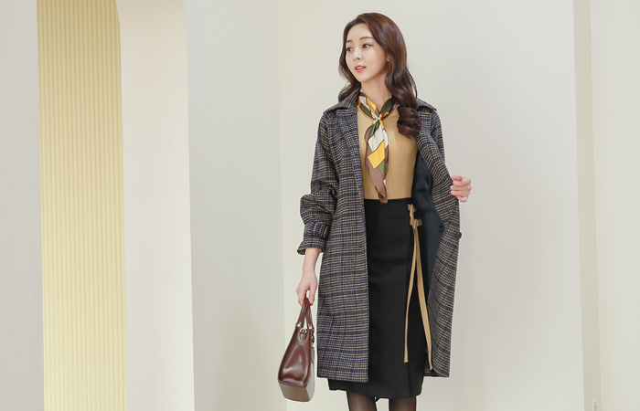 ガンクラブチェックオーバーフィットウールトレンチコート