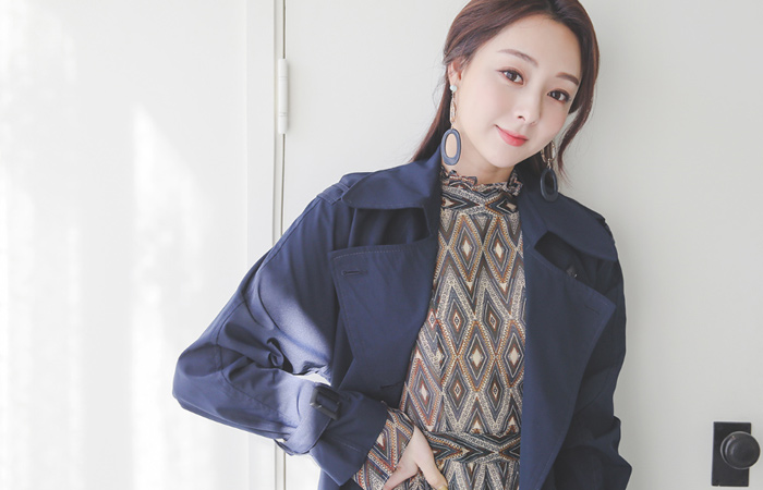 フレンチ ダブル ベルティード びじょう トレンチコート