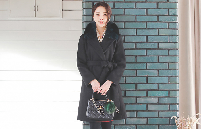 リアルフォックスファーマフラーベルティードウールコート