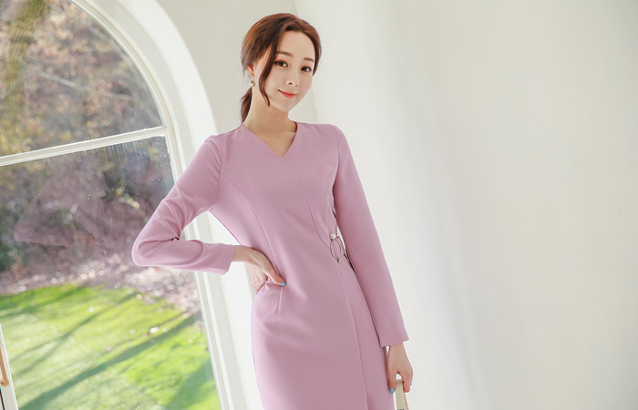 真珠 シルバー輪 切開 スリット ワンピース