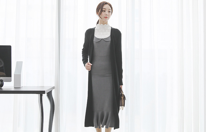 ベーシック サイドスリットコール天 ロング カーディガン