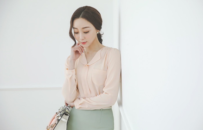 ヨークシャーリング 半オープン ポケット ブラウス