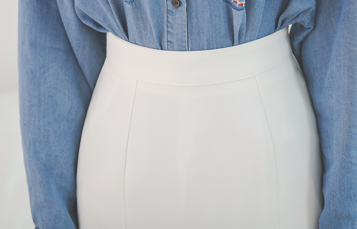 スリム 切開 フレア ロング ハイ スカート