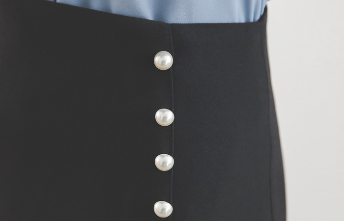 フェイクパール サイドラップ Aライン スカート