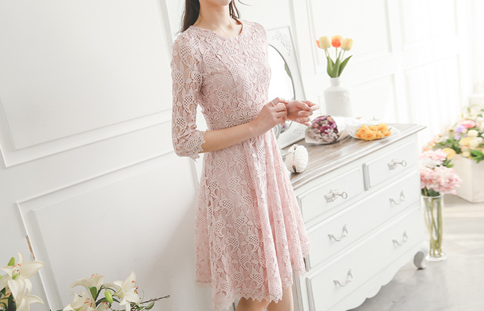 [Wedding]ブライダルレイスフレアドレス