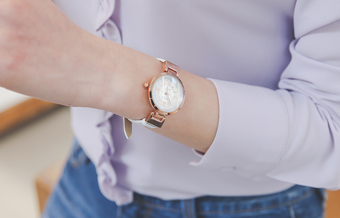 ピンクローズ シンプル カーフスキン 時計