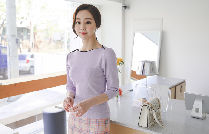 春季 ボートネック はいしょく 切開 ニット ティー