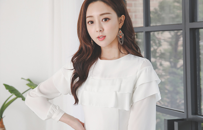 ティアード シフォン ケープ ラッフル ワンピース