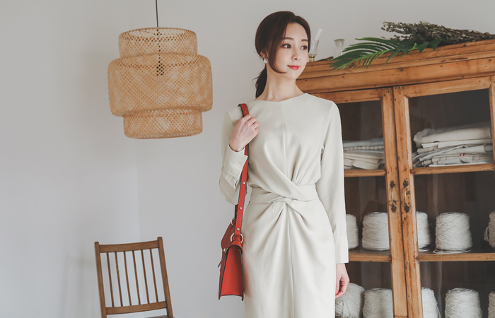 ムード ドレープ クロス ロング ワンピース