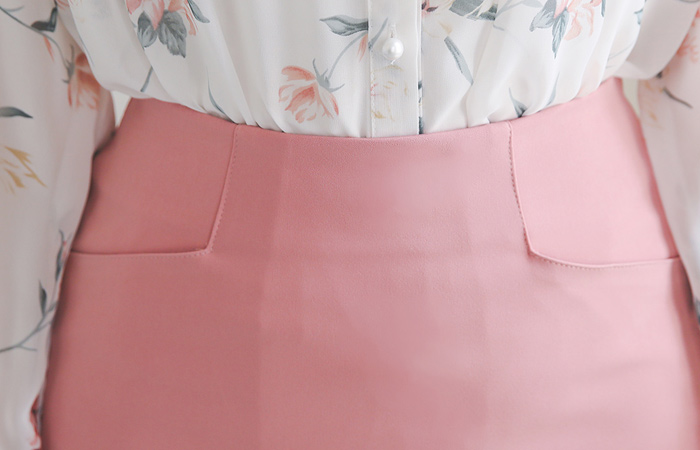 シームポケット弾力スリムミニスカート