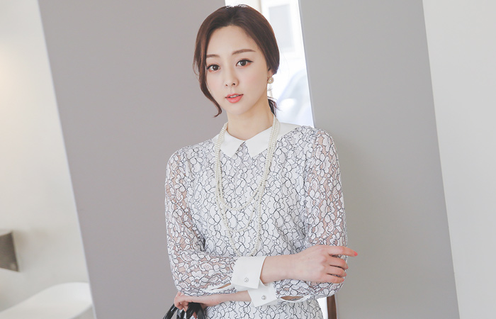 レディー フラットカラー はいしょく レイス ブラウス