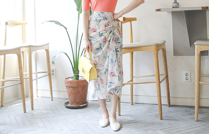 ハワイアン ストリング シャーリング リボン ロング スカート