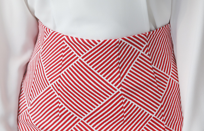 プラッド ジャカード コットンスパンデックス スカート