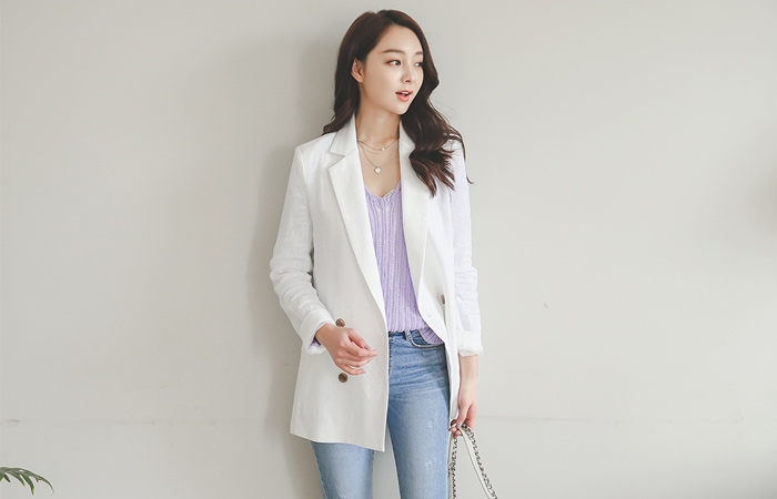 レイス配色バクシーリネンジャケット