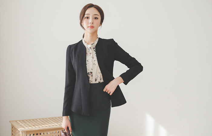 ウェーブラインワンボタンカラー無しジャケット