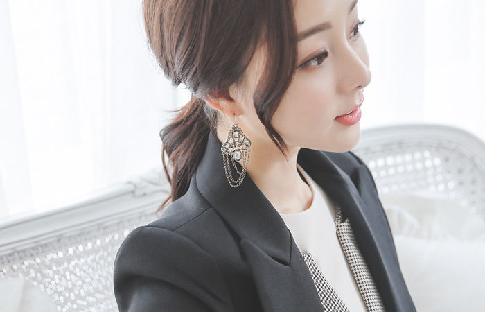 シルバー リングボタン テーラード スリム ジャケット