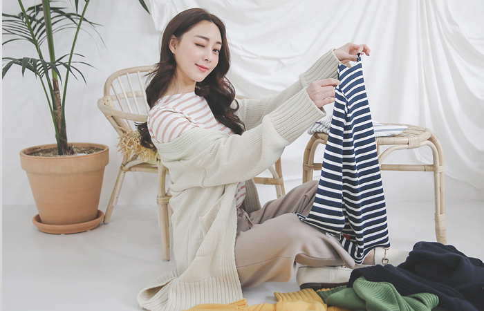 ボールドシボリバック切開はちロングカーディガン