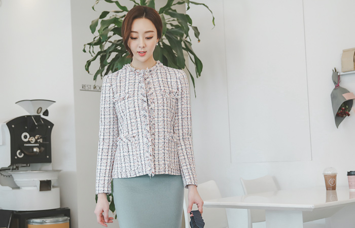 Coco きらっと フリンジ ツイード ジャケット