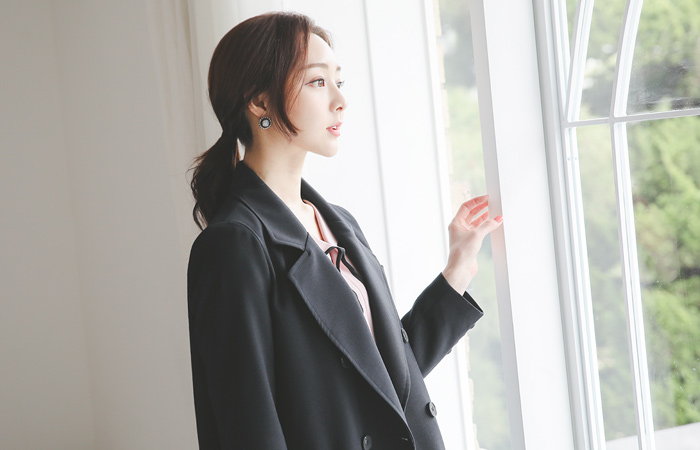 ビビッド ベーシック ストレート ダブル ロングジャケット