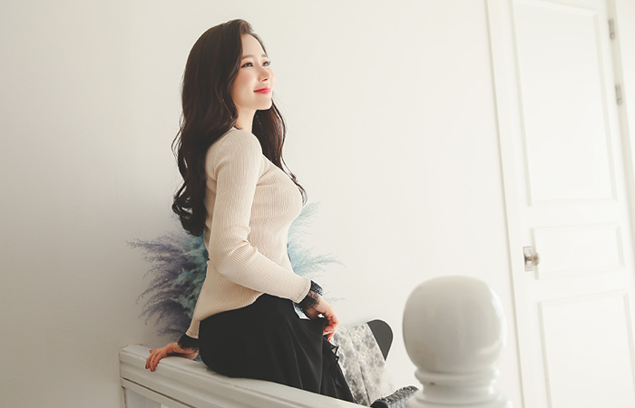 レイストリミングブイネックニットカーディガン