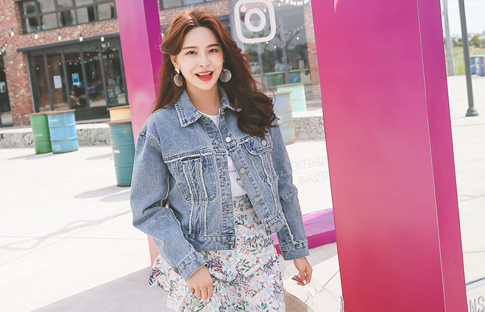 カッティング フリンジ ユニーク デニム ジャケット